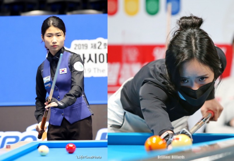 프로 첫 4강 용현지(왼쪽), 최혜미(사진-브릴리언트 빌리아드. PBA)
