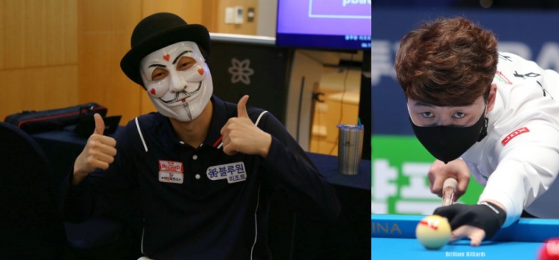 8강에서 만난 해커(왼쪽)와 김남수(사진=PBA.브릴리언트 빌리아드)