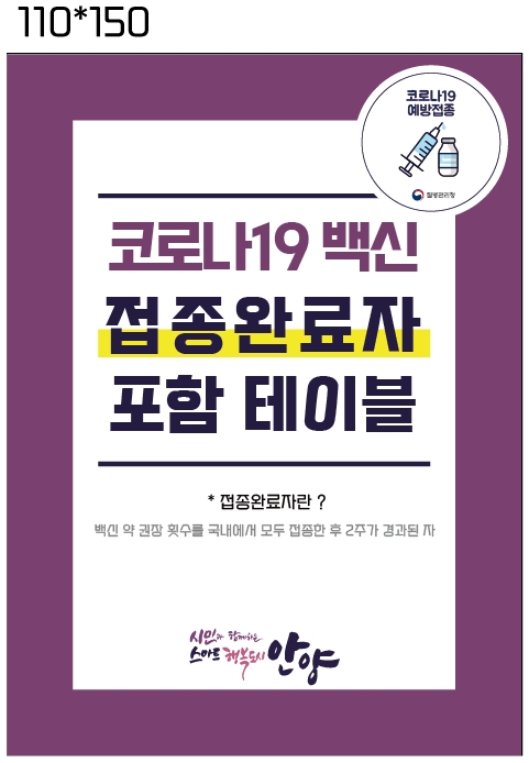 안양시, 백신접종완료 안내판 배부