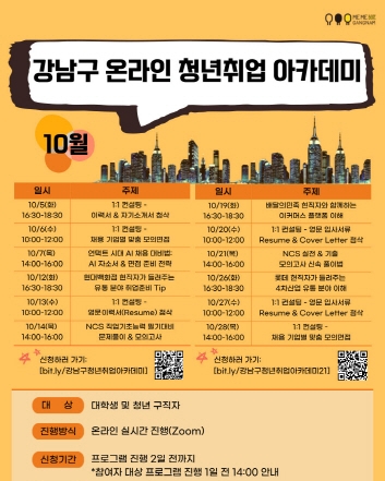 강남구, '온라인 청년 취업 아카데미' 운영