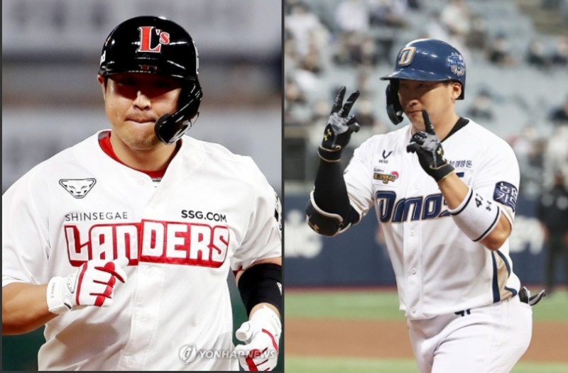 최정과 나성범(오른쪽)