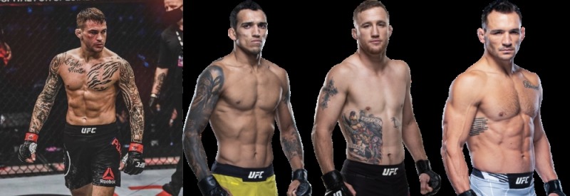 왼쪽부터 포이리에, 올리베이라, 게이치, 챈들러(사진=UFC)