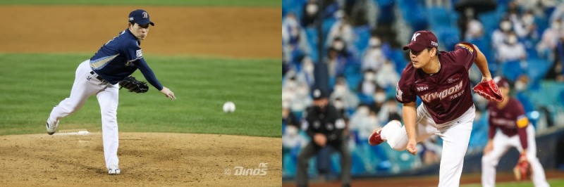 나란히 개인통산 2번째 완봉승을 한 이재학(왼쪽)과 정찬헌