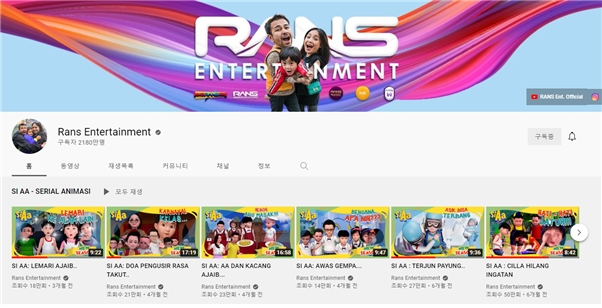 '나노전사 로카파' 인도네시아 2180만 유투브채널 진출!