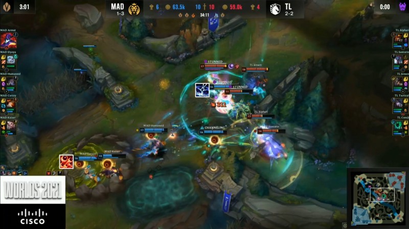 쉽고 많이 센 미포-케넨 궁극기 조합(이미지 캡처=롤드컵 방송)