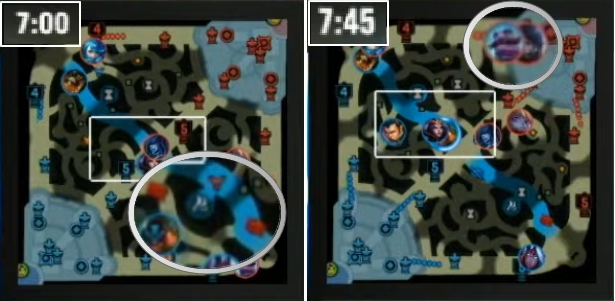 8분에 맞춰 상체로 달리는 아펠리오스(이미지 캡처=롤드컵 방송)