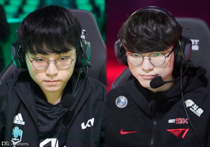 담원 기아 '쇼메이커' 허수(왼쪽)와 T1 '페이커' 이상혁.