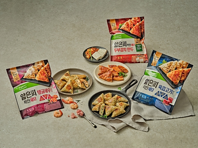 풀무원, 얄피 후속작 수제 스타일 ‘얇은피 꽉찬 세모만두’ 출시