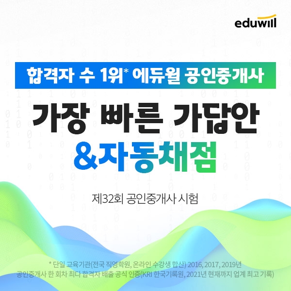 "32회 공인중개사 필기시험 1차 종료"...에듀윌, 가답안 풀서비스 공개