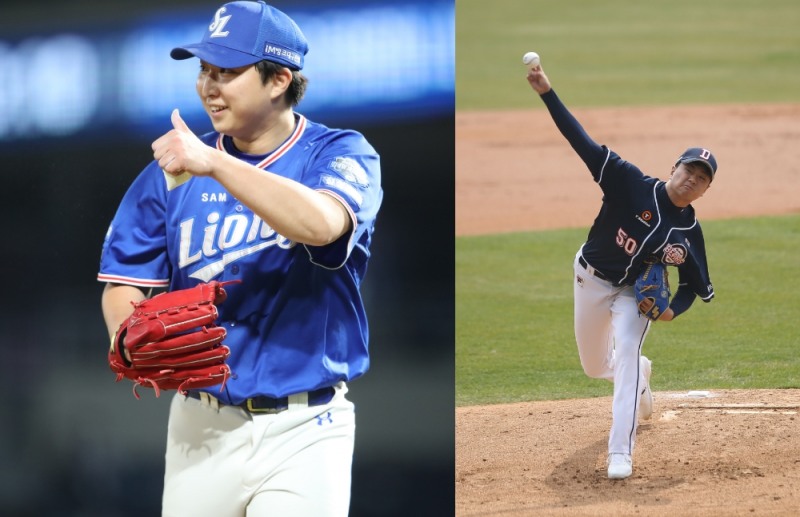 최채흥(왼쪽)과 이영하