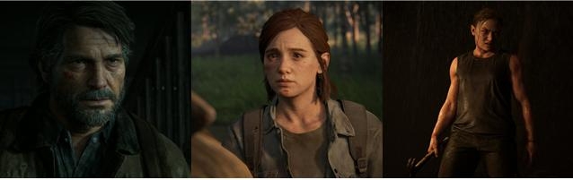 더 라스트 오브 어스 파트 2 (The Last of Us Part Ⅱ)의 캐릭터. 왼쪽부터 조엘(Joel), 엘리(Ellie), 애비(Abby). 사진=KAIST(너티 독 홈페이지)