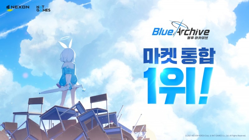 넥슨 신작 '블루 아카이브', 3대 마켓 인기 1위 등극
