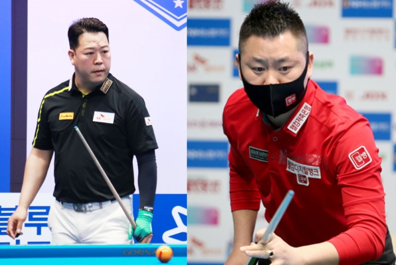 여유있게 128강전을 통과한 강동궁(왼쪼), 서현민(사진=PBA)