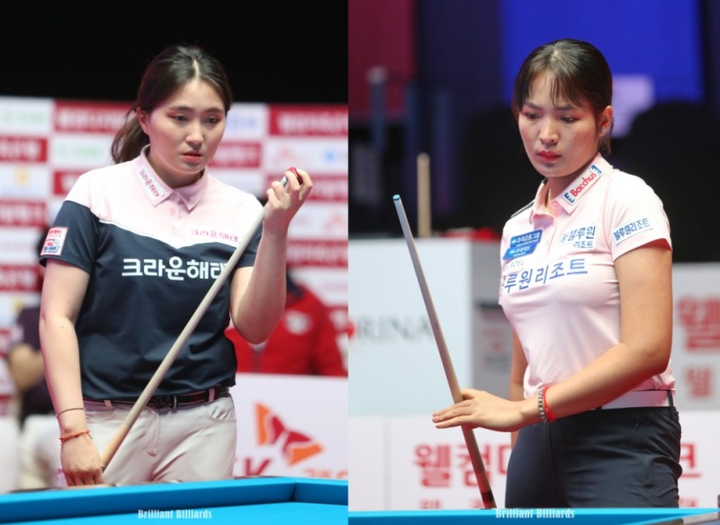 두 번째 우승을 놓고 격돌하는 강지은(왼쪽)과 스롱 피아비(사진출처=브릴리언트 빌리아드)