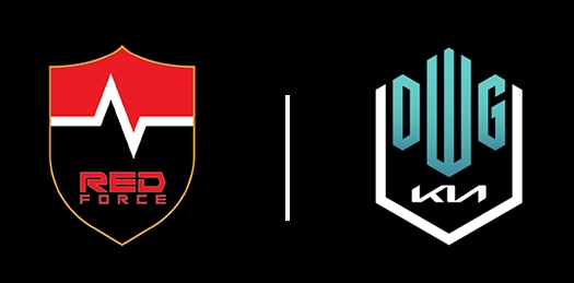 농심 레드포스(왼쪽)와 담원 기아 공식 로고.