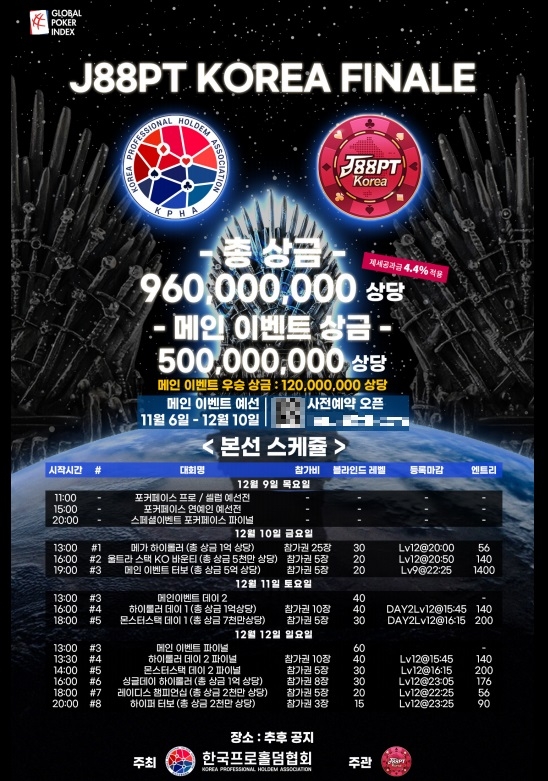 한국프로홀덤협회, 'KPHA X J88PT' 2021 J88PT KOREA FINALE 대회 개최
