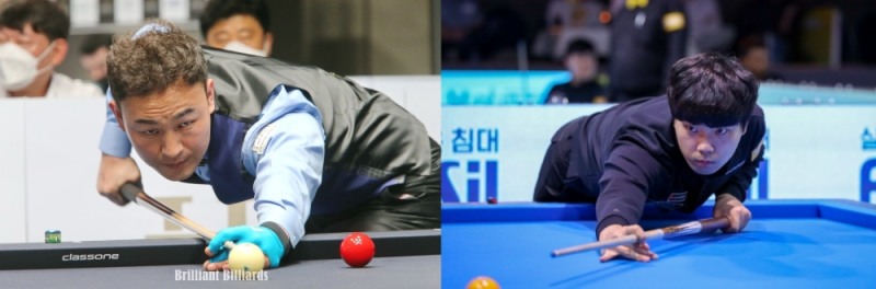 32강에 오른 최완영(왼쪽), 김행직(사진출처=브릴리언트 빌리아드. 파이브앤식스)