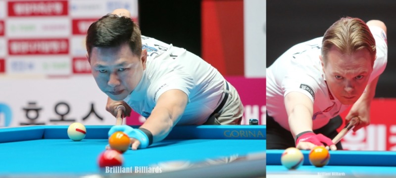 16강행을 다툴 마민캄(왼쪽)과 호프만(사진=브릴리언트 빌리아드)