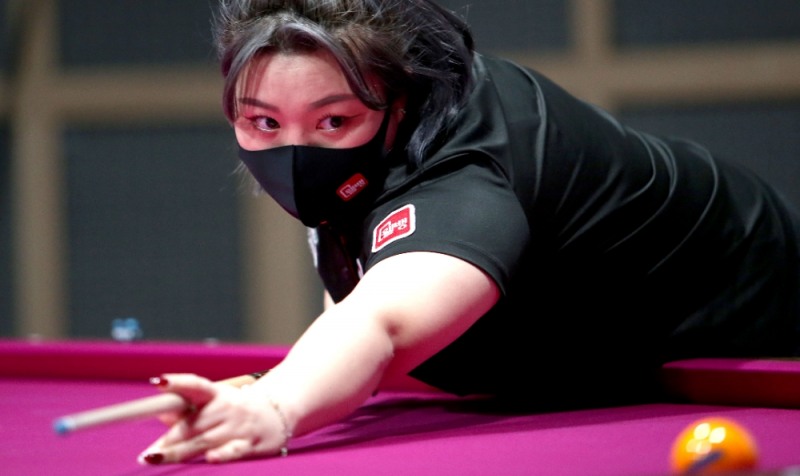 스롱 피아비와 결승행을 다툴 김예은(사진출처=PBA)