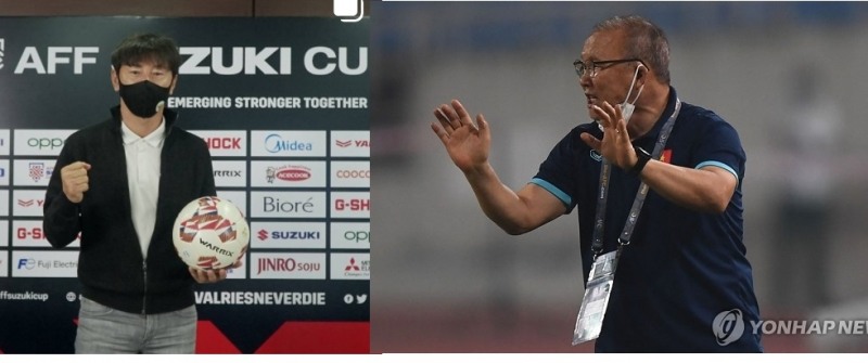 신태용 감독(왼쪽)과 박항서 감독