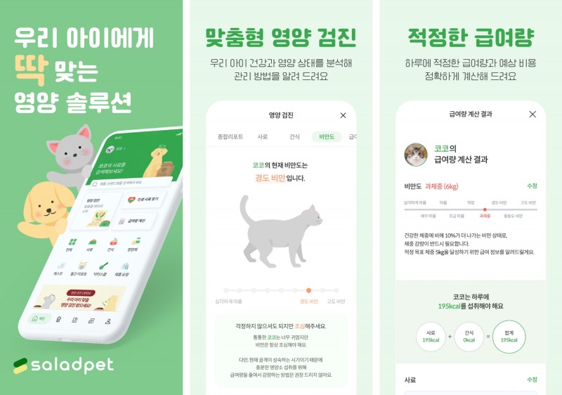 샐러드펫, 영양검진·사료량 계산 기능 출시