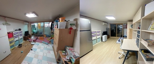 사진: 행복얼라이언스 주거환경개선 프로젝트로 변화한 모습 (좌) 변경 전, (우) 변경 후