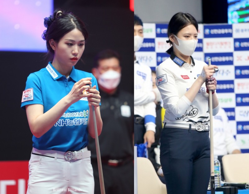 조 1위로 64강에 오른 전애린(왼쪽)과 서한솔(사진=PBA. 브릴리언트 빌리아드)