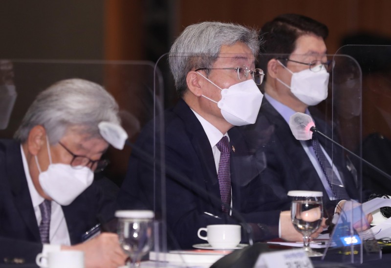 고승범 금융위원장이 지난해 11월3일 서울 중구 롯데호텔에서 보험업계 간담회를 하고 있다. (사진=금융위원회 제공)