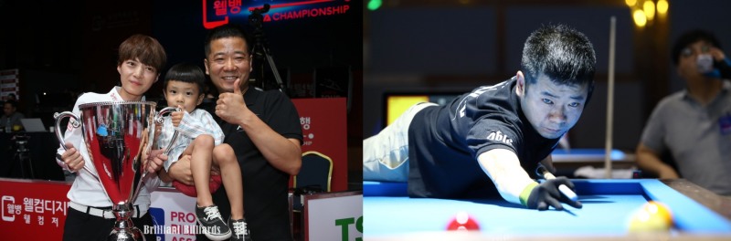 우승 한 아내 임정숙(왼쪼)과 4강 샷을 날리는 이종주(사진=PBA)