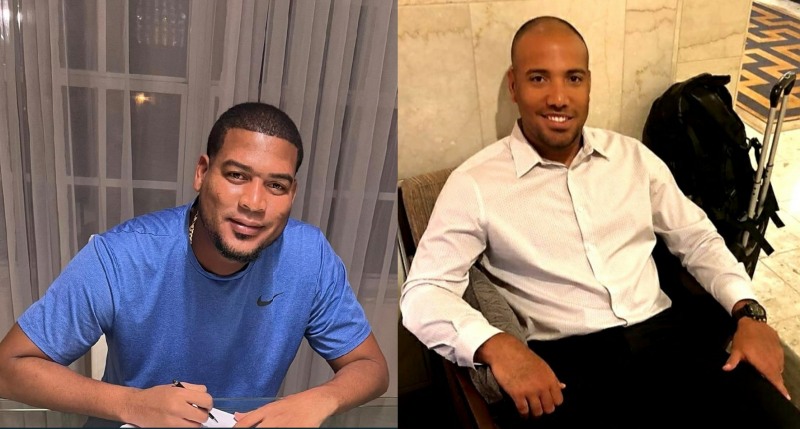 외국인 신인 상한액인 총액 100만달러로 2022시 KBO 리그에서 활약하게 될 SSG 의 이반 노바(왼쪽)와 삼성의 알버트 수아레즈