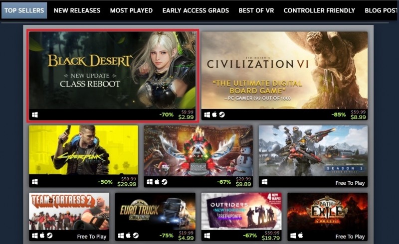 펄어비스 '검은사막', 스팀 최다 판매작 선정