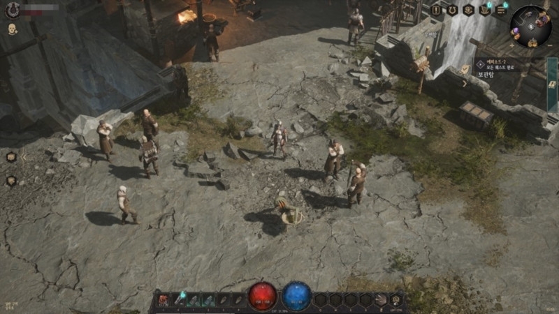 시나리오 모드 진행 중 마을 화면.