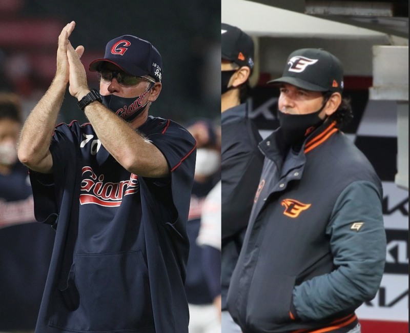 래리 서튼 감독과 카를로스 수베로 감독