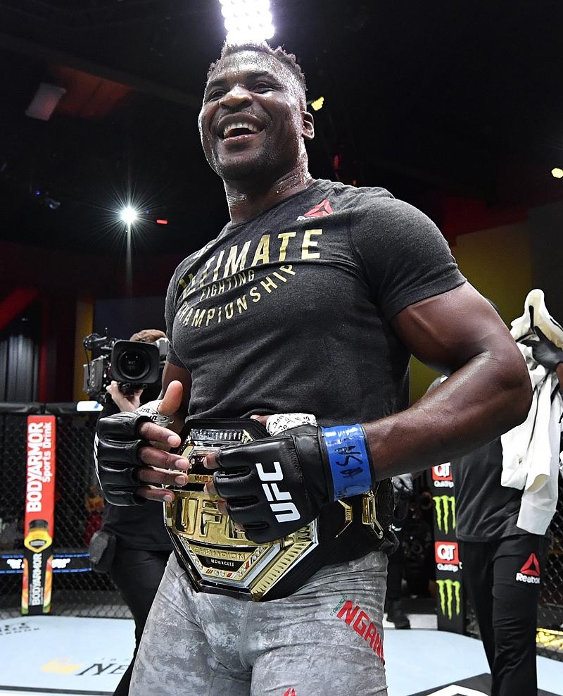 예상하지 못한 전략으로 타이틀을 방어한 은가누(사진-UFC)