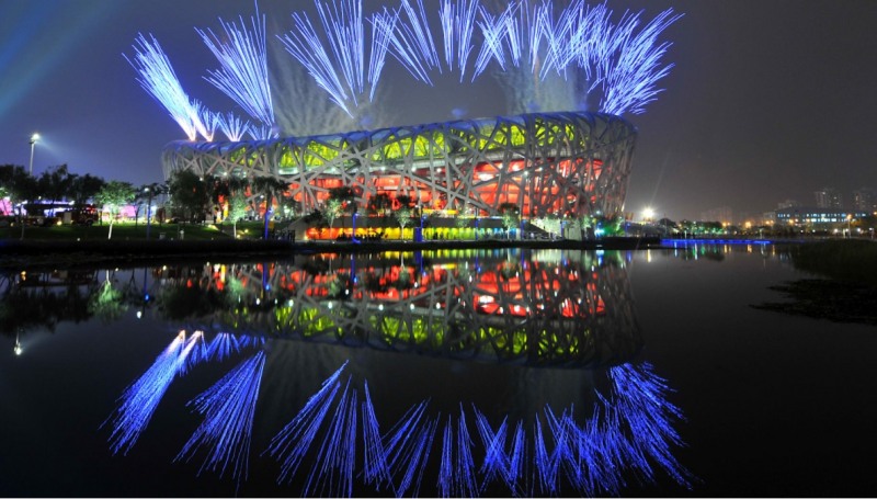 2022년 베이징동계올림픽 개폐회식이 열리는 베이징국립경기장. 이곳에서 2008년 하계올림픽 개폐회식도 열렸었다.