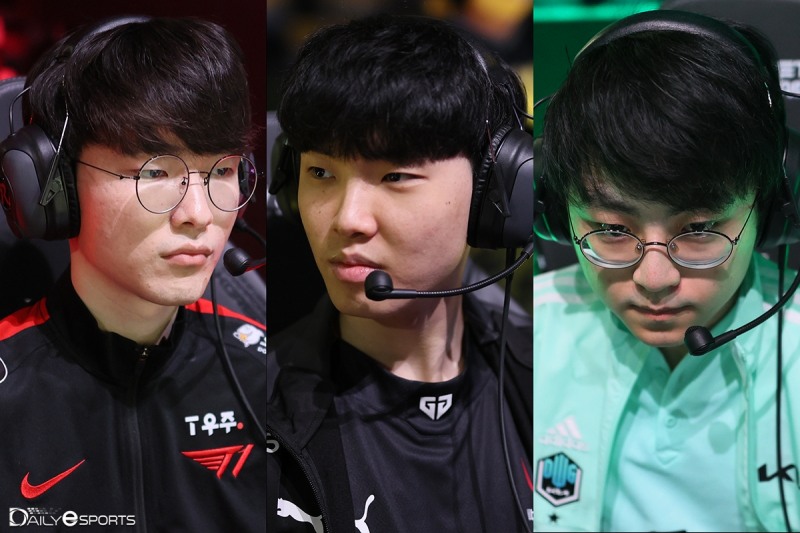 (왼쪽부터)'페이커' 이상혁, '쵸비' 정지훈, '쇼메이커' 허수.