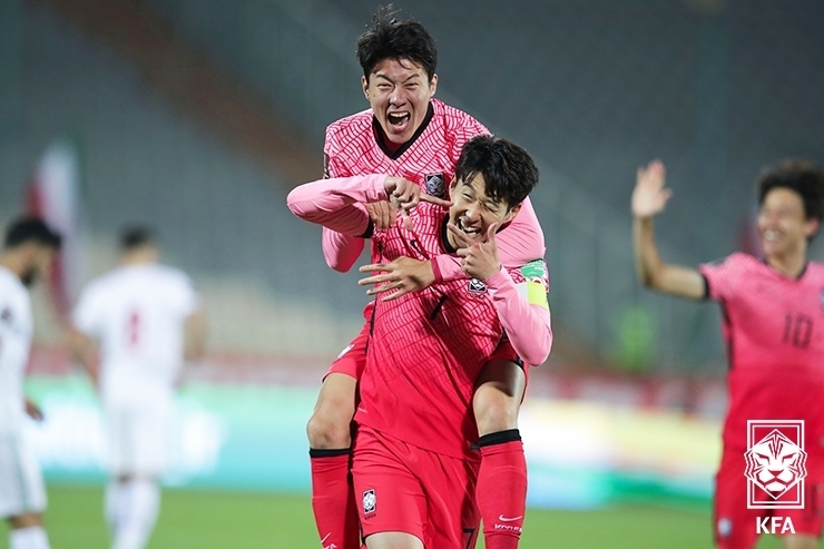 이란전에서 선제골을 넣었을 때의 손흥민.