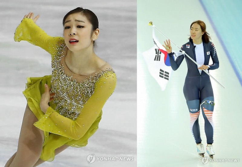 대한민국 겨울올림픽 역사를 새로 쓴 피겨 스케이팅의 김연아(왼쪽)와 스피드 스케이팅의 이상화