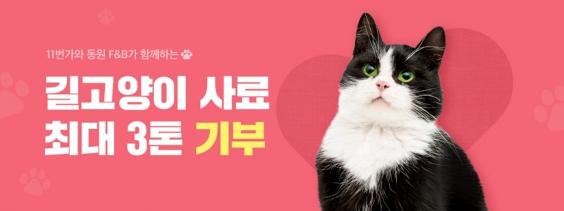 11번가, 동원F&B와 함께 길고양이 사료 기부 프로모션 연다