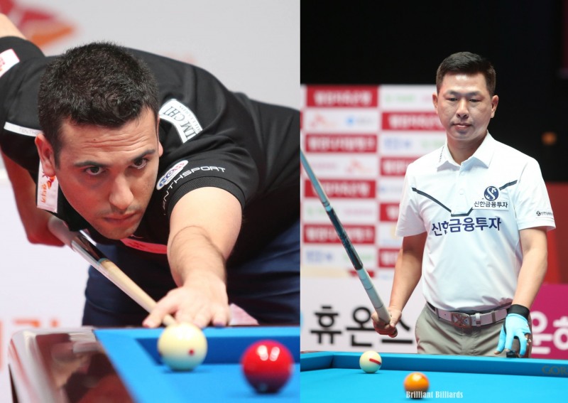 128강전에서 탈락한 사파타(왼쪽)와 64강에 오른 마민캄(사진=PBA. 브릴리언트 빌리아드)