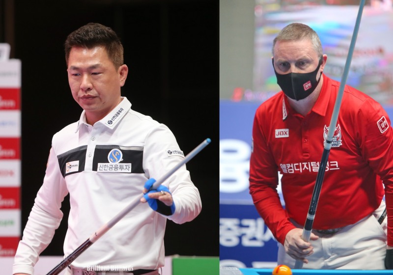 16강전에서 또 만난 마민캄(왼쪽)과 쿠드롱(사진=PBA. 브릴리언트 빌리아드)