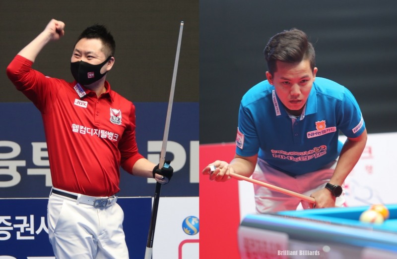 16강전에서 처음 겨루는 서현민(왼쪽)과 응우옌(사진=PBA.브릴리언트 빌리아드)