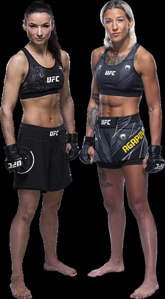 모로조(왼쬭)와 아가포바(사진=UFC 제공)