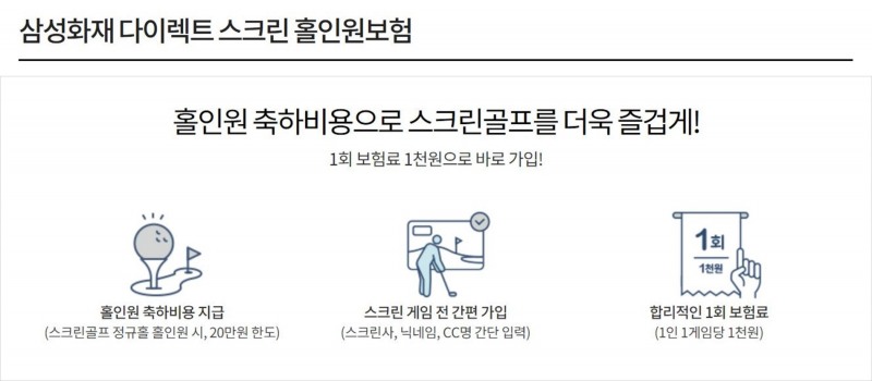 삼성화재 '다이렉트 스크린홀인원보험' 출시…"홀인원 때 20만원 보장"