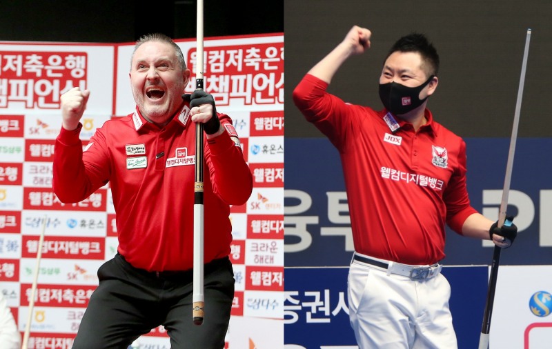 웰뱅의 확실한 원투 펀치 쿠드롱(왼쪽)과 서현민(사진=PBA제공)