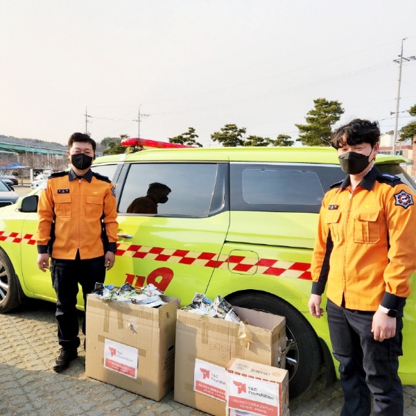 티앤씨재단, ‘213 시간’ 화마와 싸운 산불진화대원에 도시락 지원