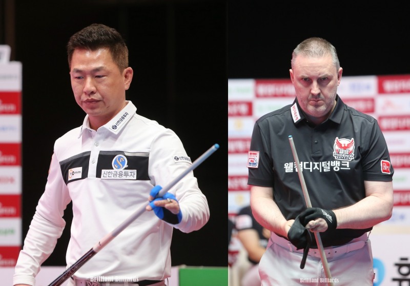 순위 결정전이지만 4번째 대결을 벌일 마민캄(왼쪽)과 쿠드롱(사진=브릴리언트 빌리아드)