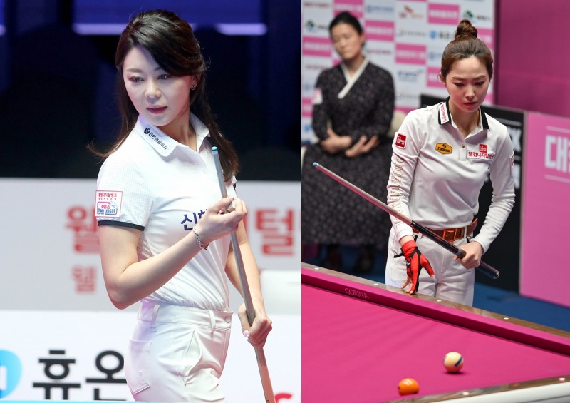 80여일만에 또 4강에서 만난 김가영(왼쪽)과 차유람(사진=PBA)