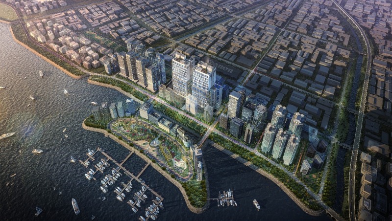 복합상업시설로 조성되는 ‘더하운드 반달섬’ 투시도 /사진제공 =시행사 (주)반달섬시티, 에이치에이개발(주)