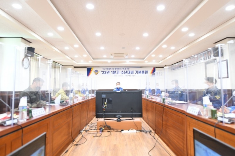 1분기 수난대비 기본훈련 모습 (사진제공 = 완도해양경찰서)